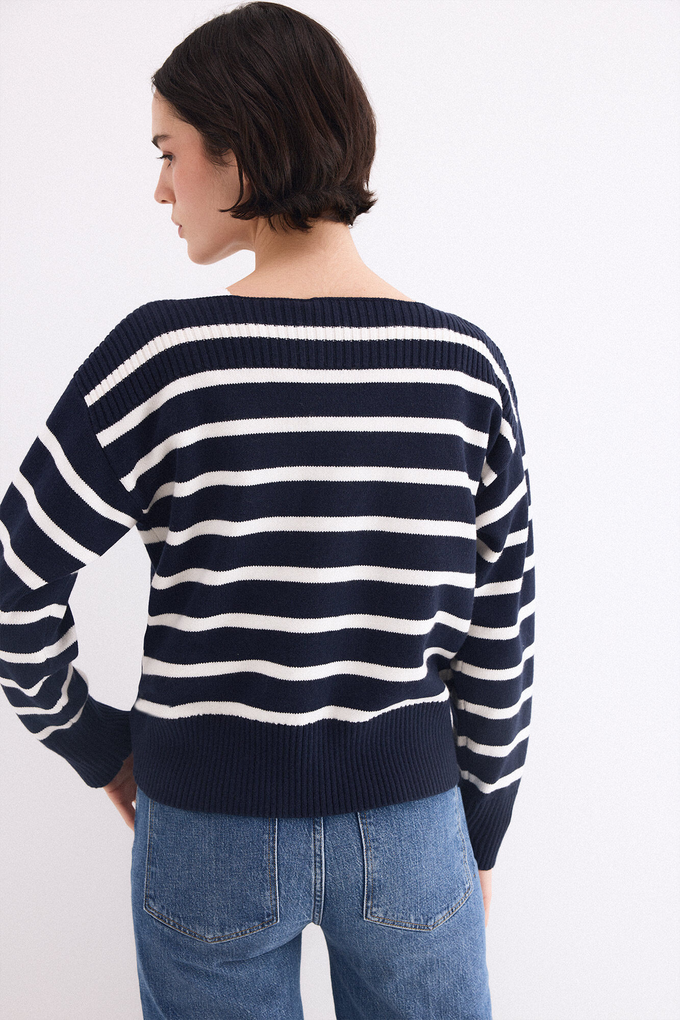 Pedro del Hierro Bicolour striped jumper Blue