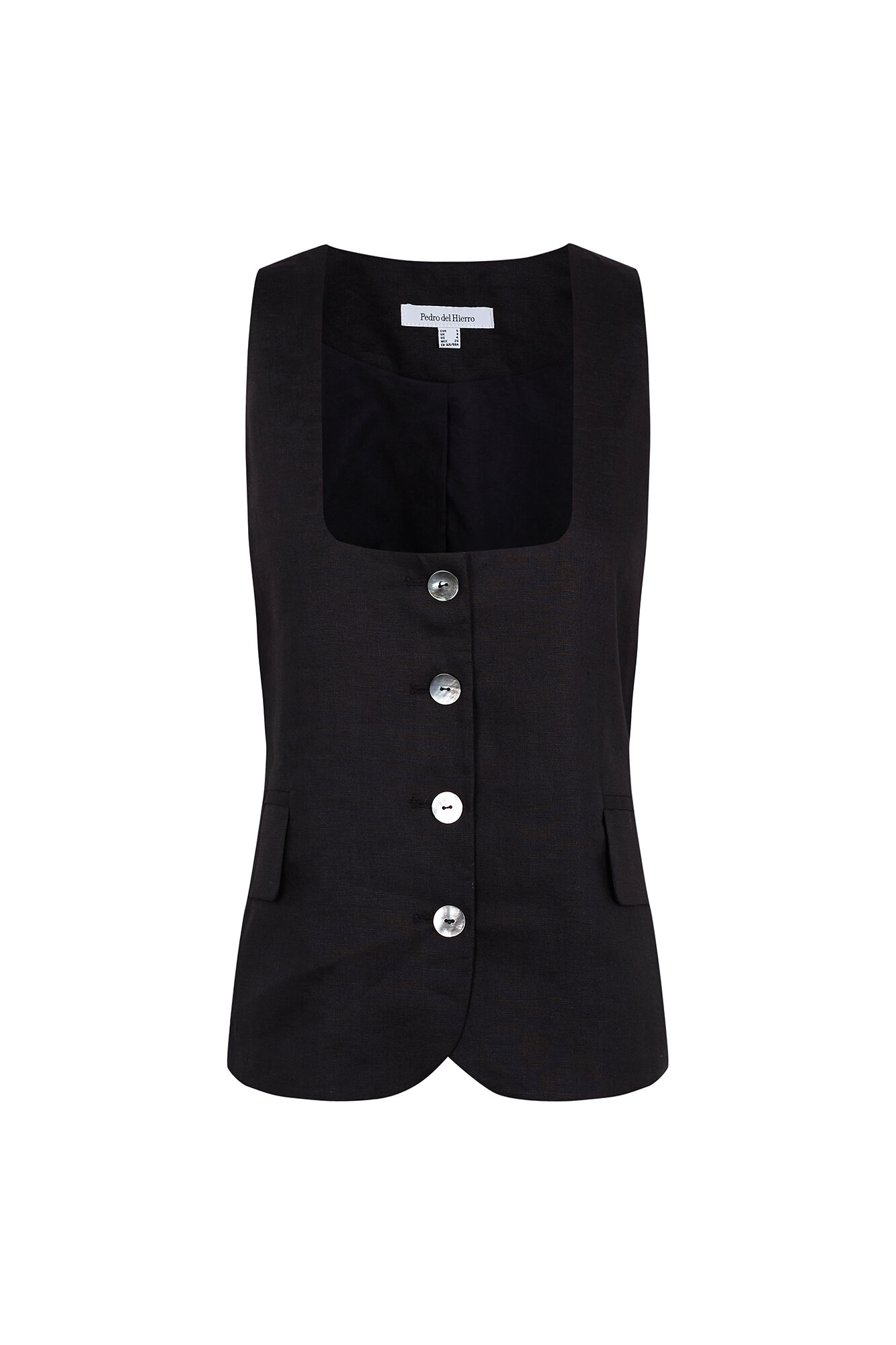 Pedro del Hierro Linen belted gilet Black