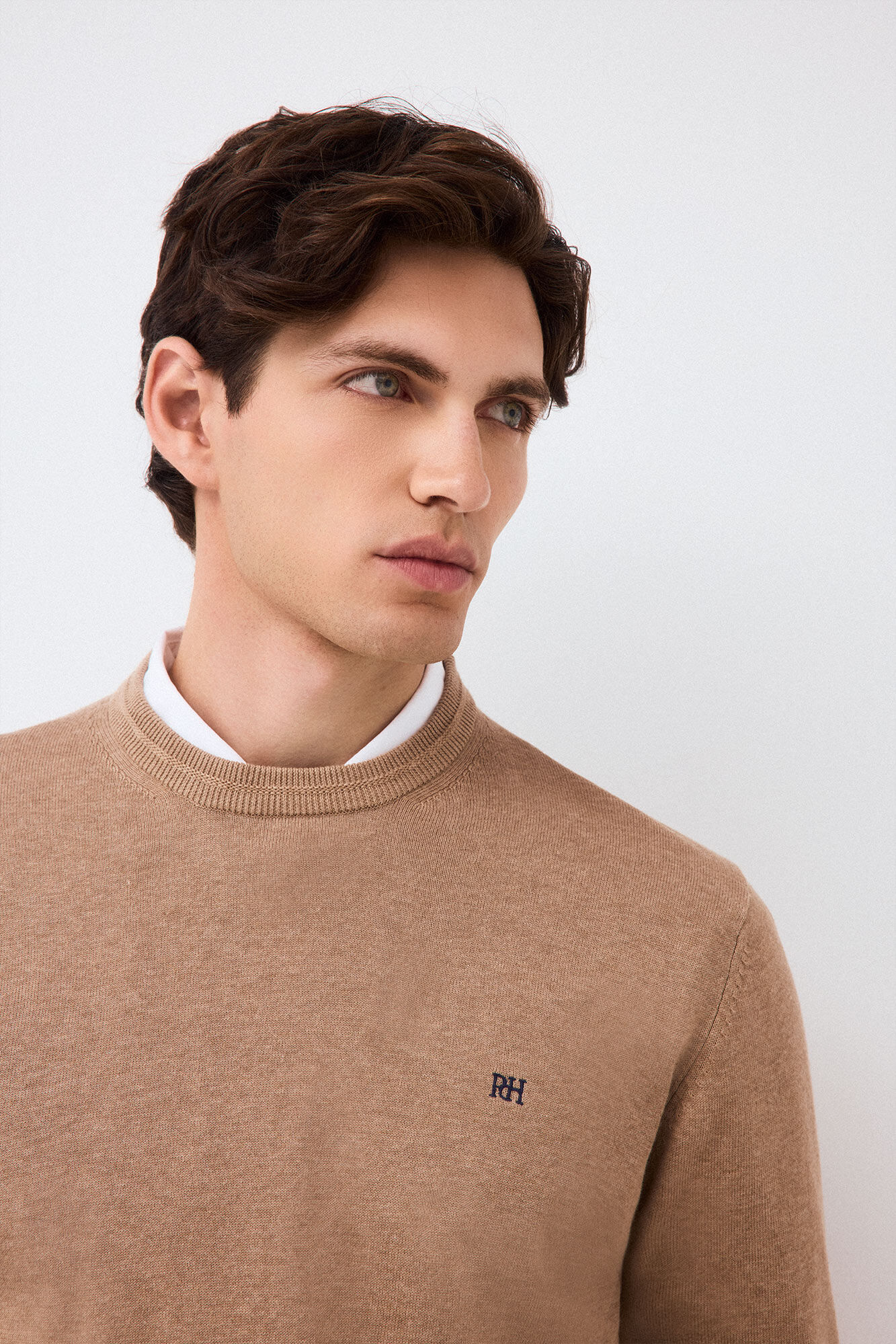 Pedro del Hierro Fine knit premium cotton jumper Beige