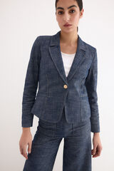 Pedro del Hierro Denim cropped blazer Blue