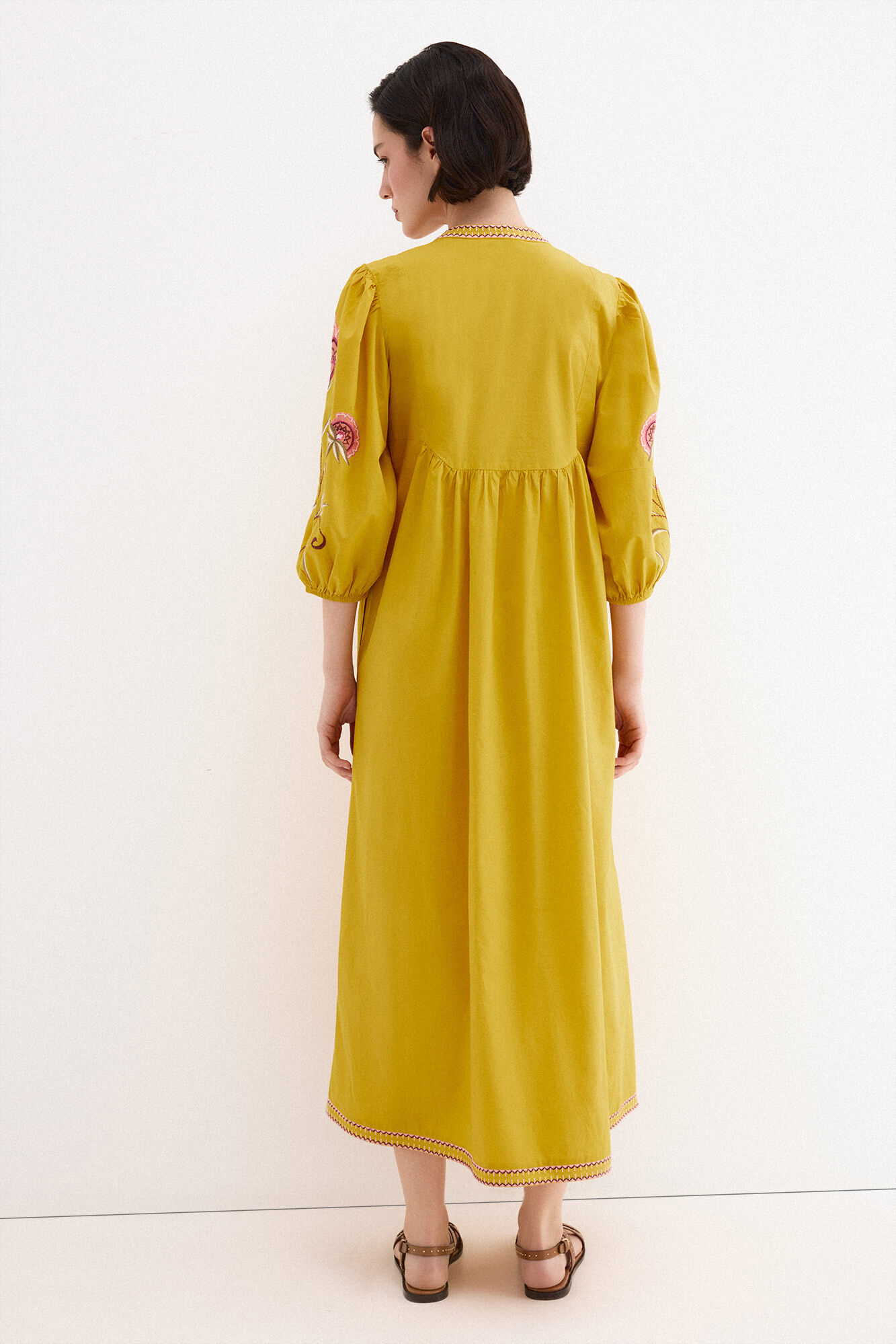 Pedro del Hierro Embroidered tunic dress Yellow