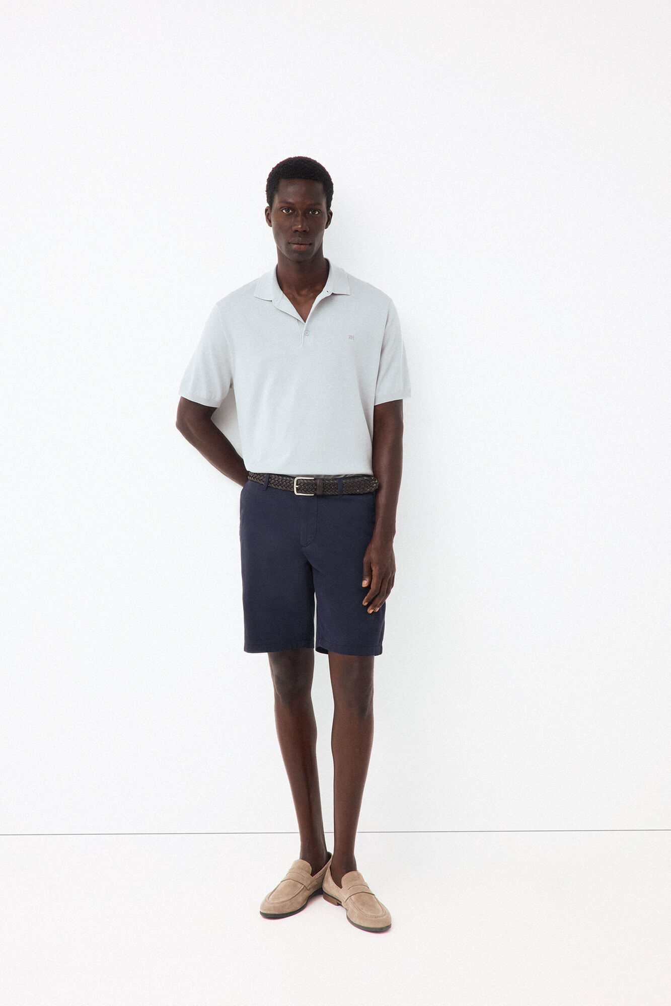 Pedro del Hierro Cotton premium knit polo shirt Grey