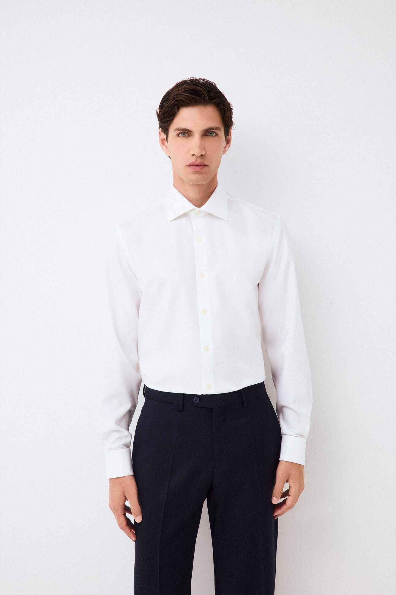 Pedro del Hierro Plain non-iron + anti-stain double cuff dress shirt