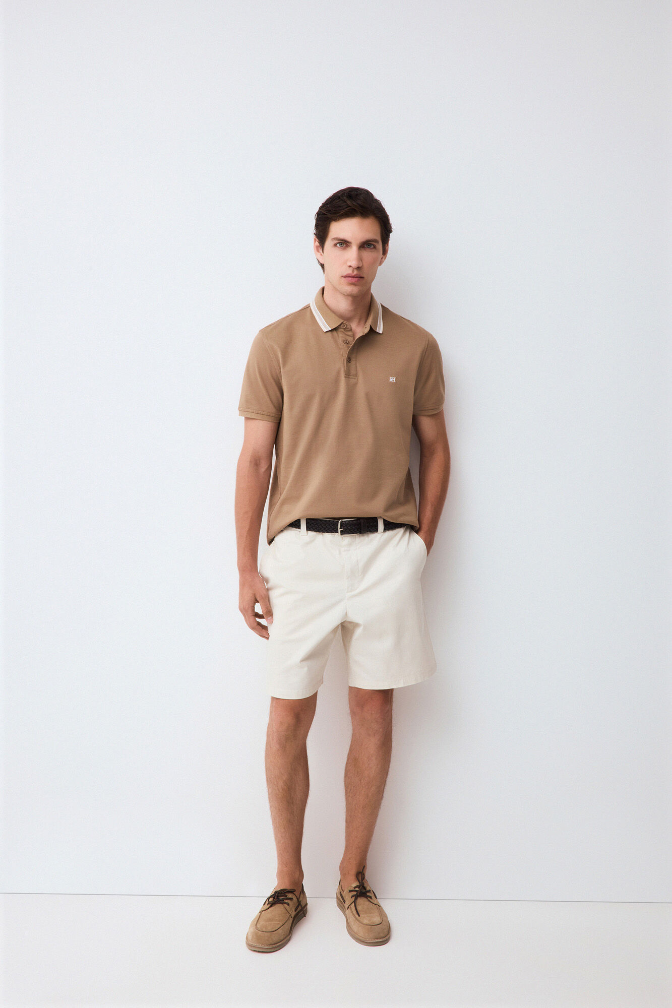 Pedro del Hierro Fancy collared polo shirt Beige