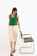 Pedro del Hierro Linen long Bermuda shorts Beige