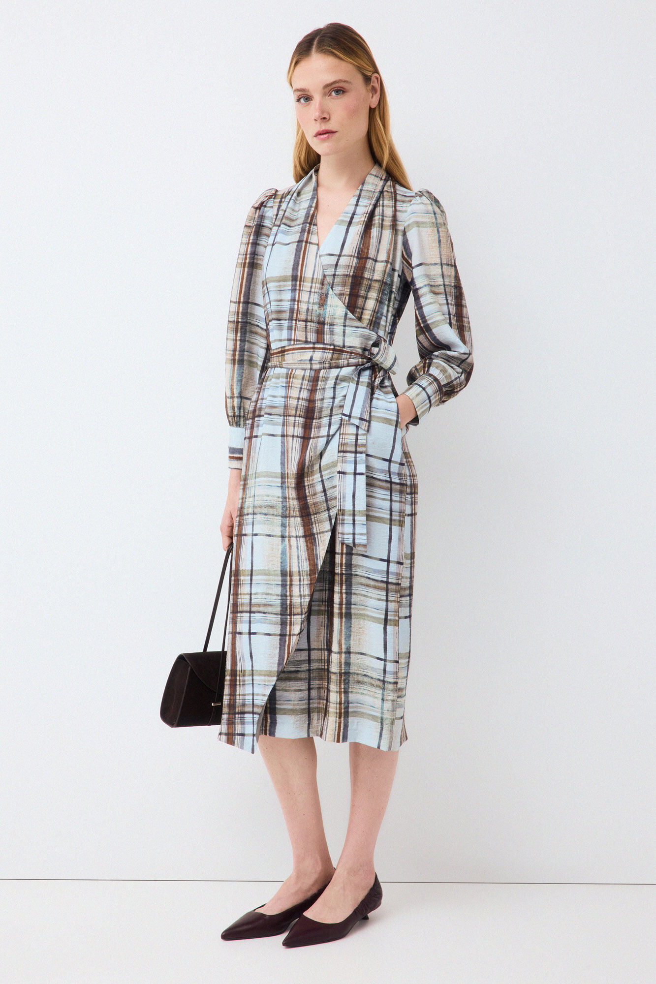 Pedro del Hierro Wrap effect long sleeve dress Blue