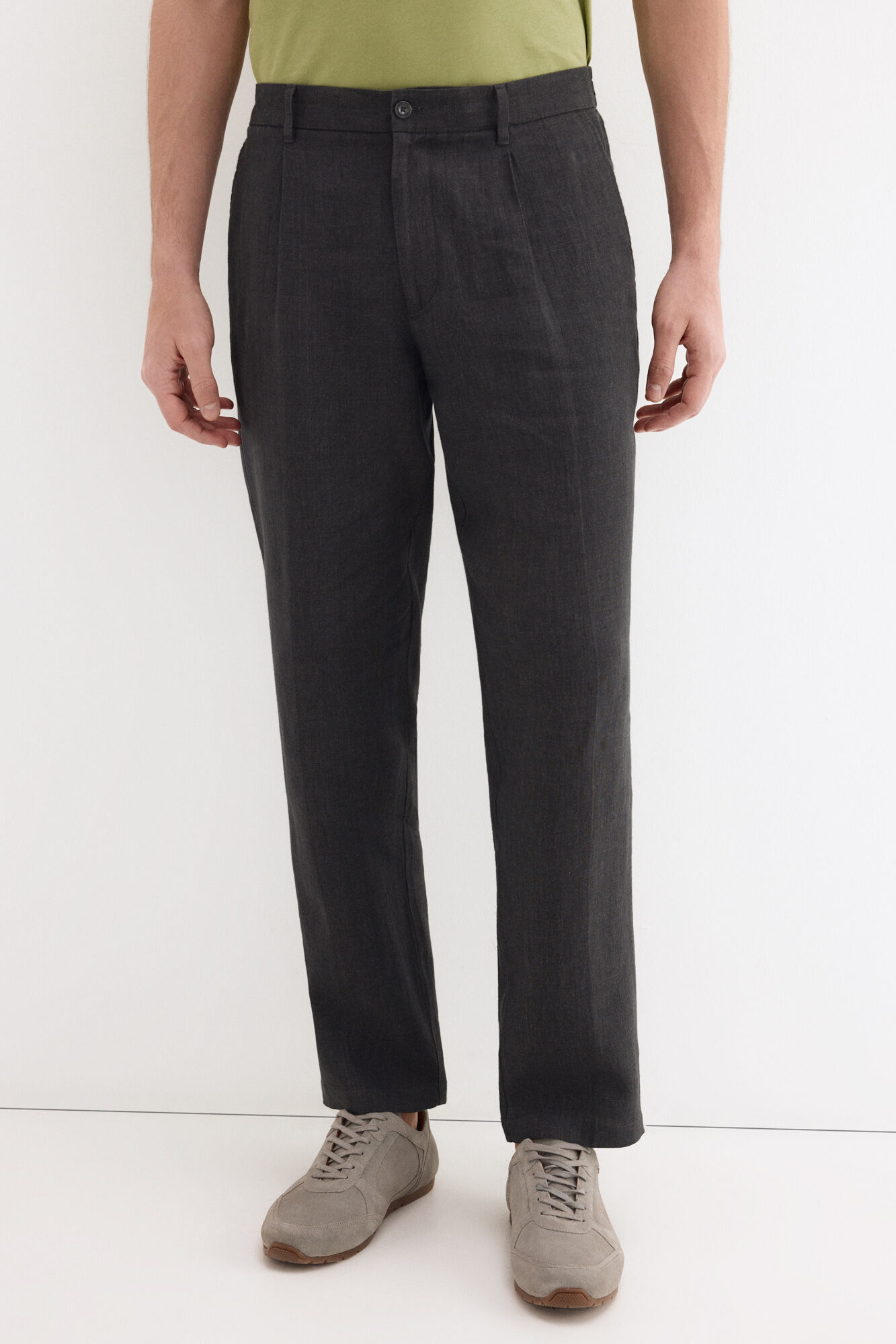 Pedro del Hierro Regular fit linen trousers Grey