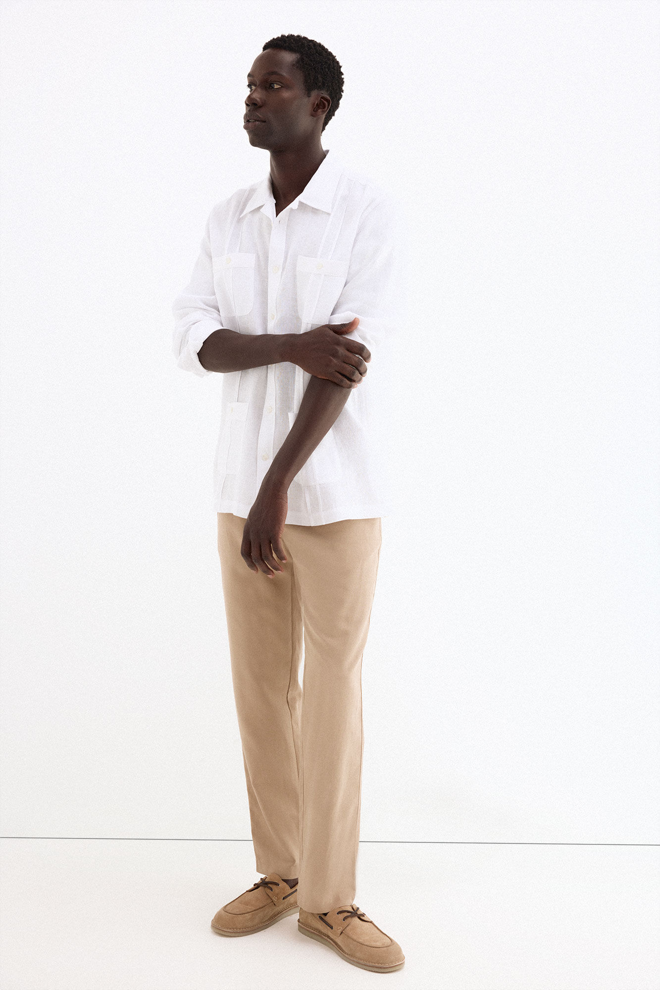 Pedro del Hierro Guayabera em linho Branco