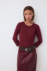 Pedro del Hierro Top de malha em lurex de manga comprida Bordeaux