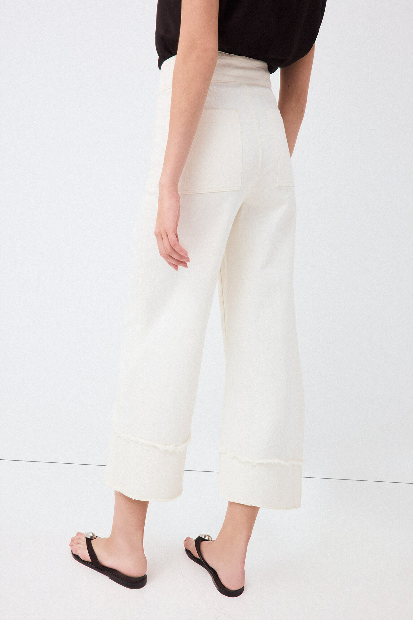 Pedro del Hierro Jeans wide flare capri Ecru