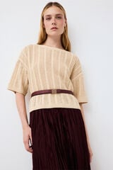 Pedro del Hierro Camisola com estrutura de mini oitos vazados Ecru