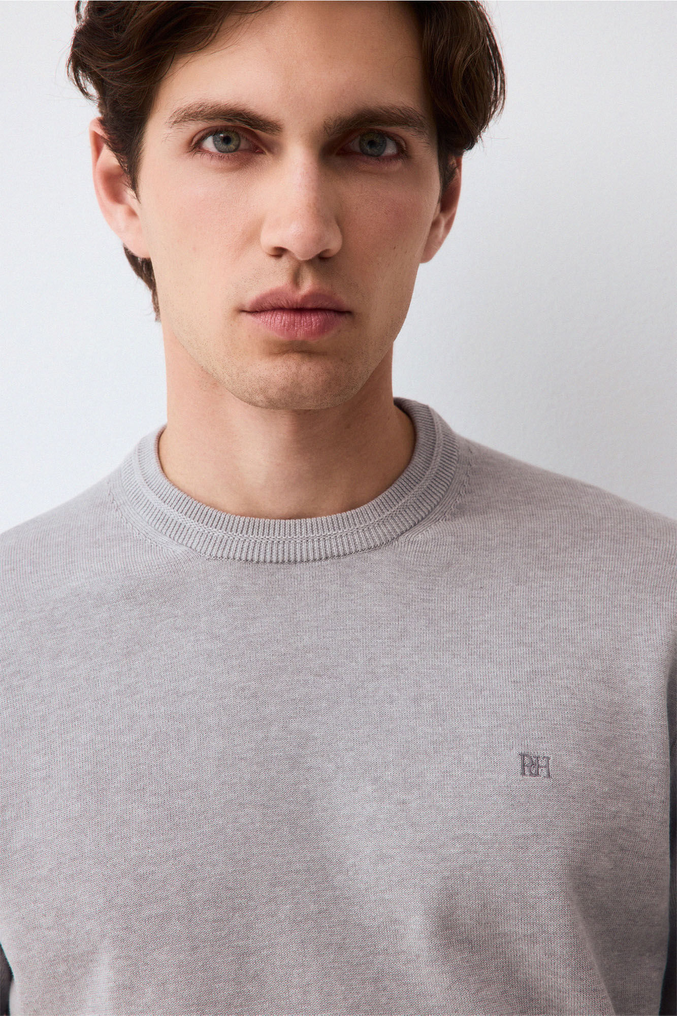 Pedro del Hierro Fine knit premium cotton jumper Grey