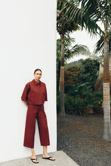 Pedro del Hierro Classic wide leg trousers Burgundy
