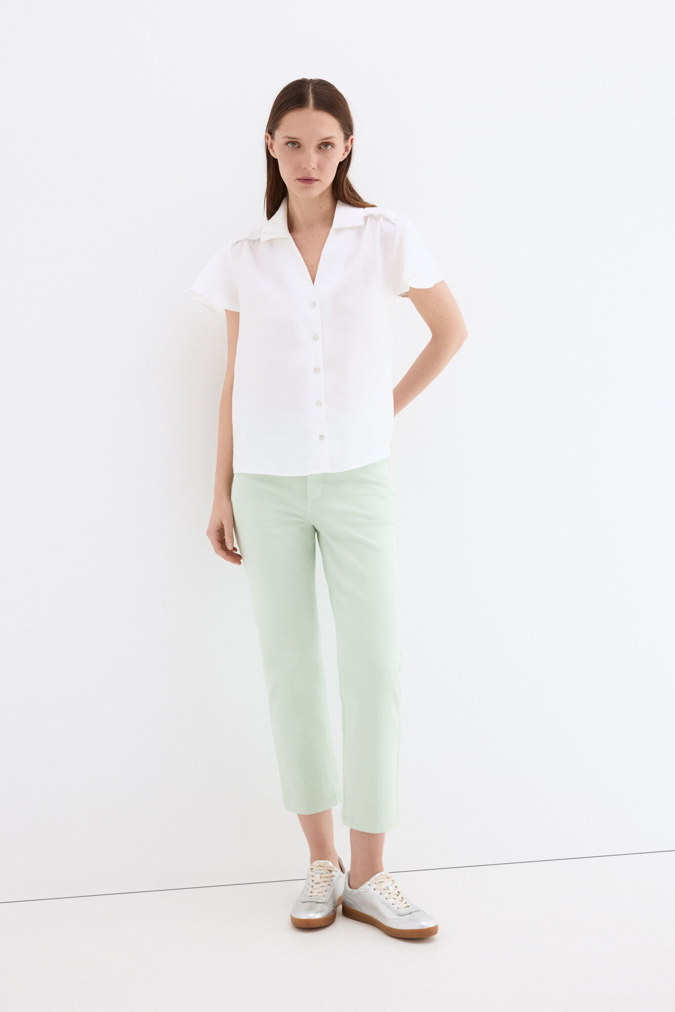 Pedro del Hierro Linen short sleeve blouse White