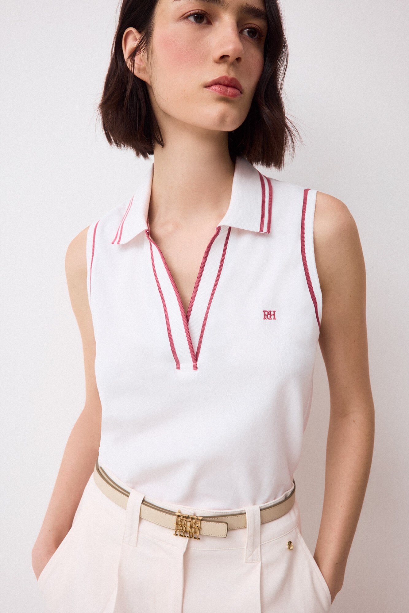 Pedro del Hierro Sleeveless polo shirt White