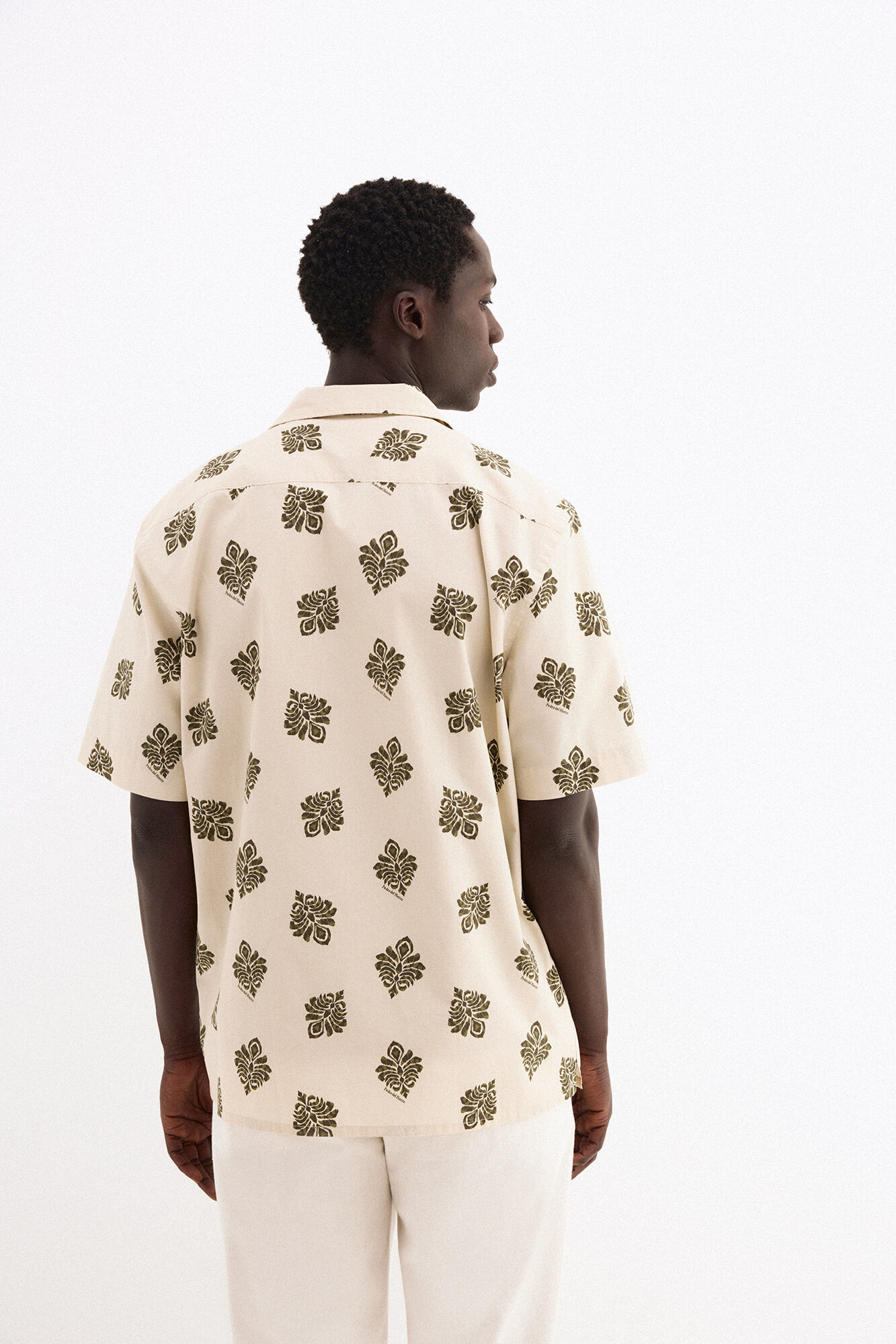 Pedro del Hierro Printed short sleeve shirt Ecru