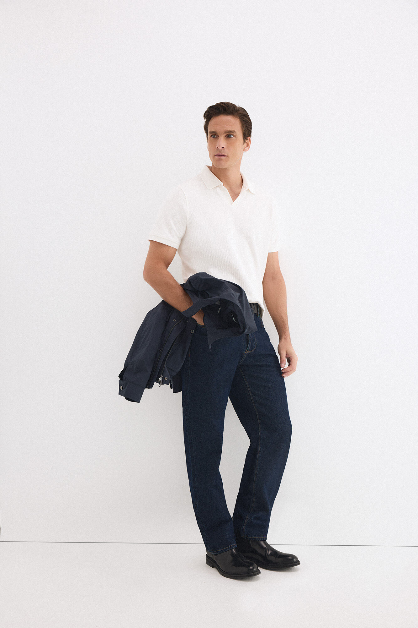 Pedro del Hierro Textured polo shirt Ecru