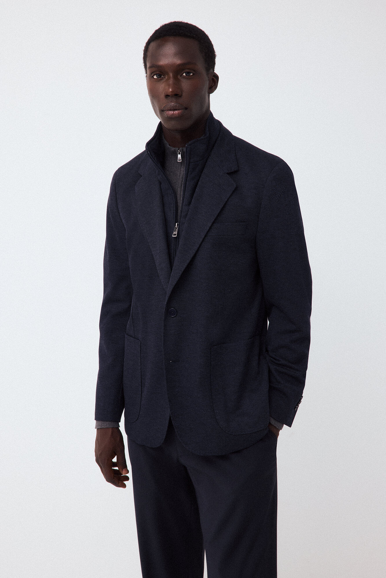 Pedro del Hierro Blazer de malha com abas remov&iacute;veis