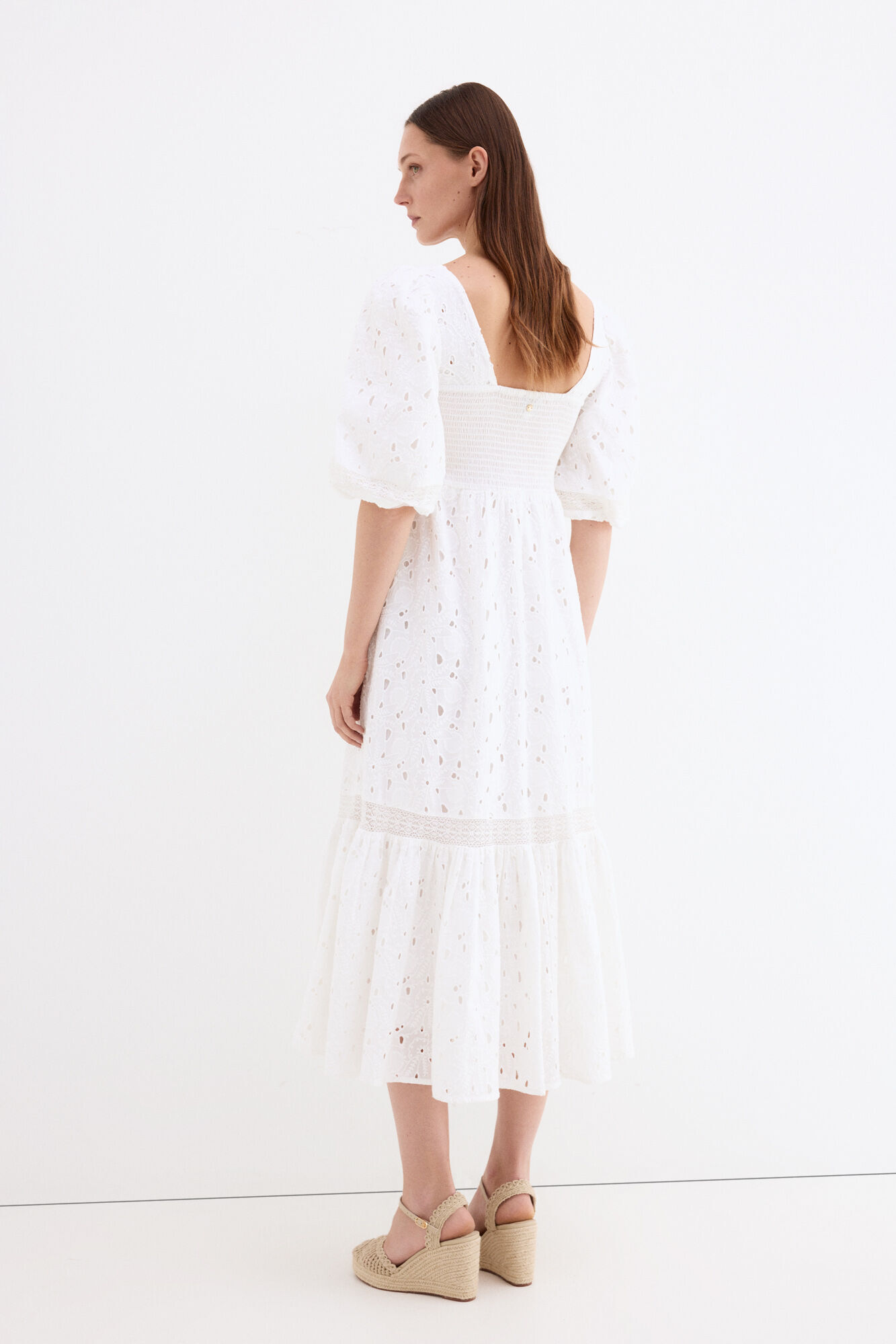 Pedro del Hierro Embroidered cotton dress White