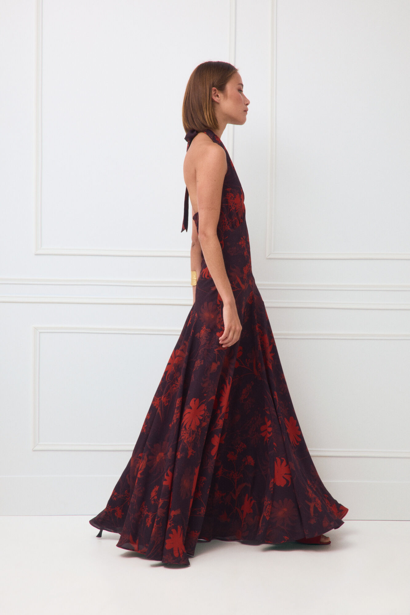 TFP by Tamara Falc&oacute; Floral halterneck dress Burgundy