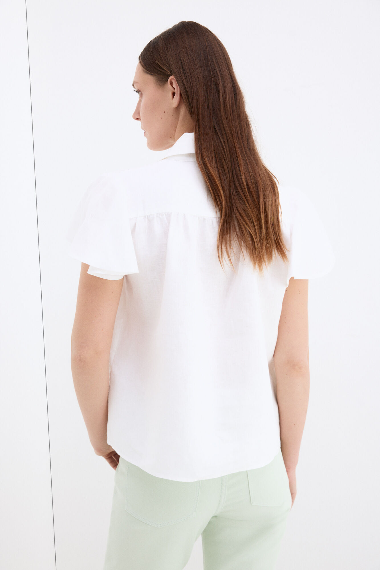 Pedro del Hierro Linen short sleeve blouse White