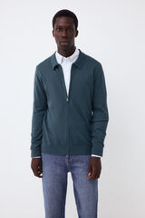 Pedro del Hierro Cotton silk cashmere zip fastening premium cardigan Green