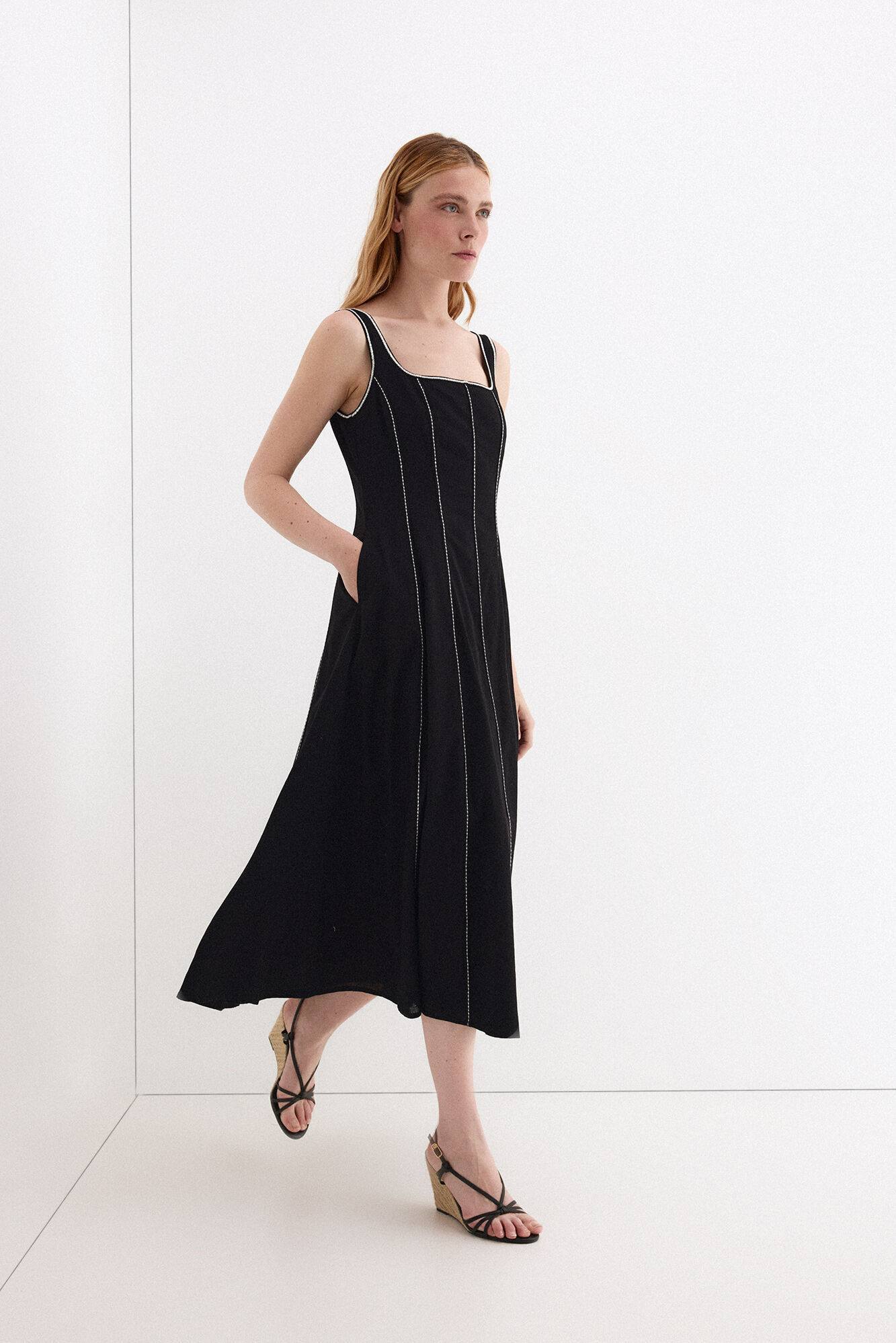 Pedro del Hierro Contrast midi dress Black