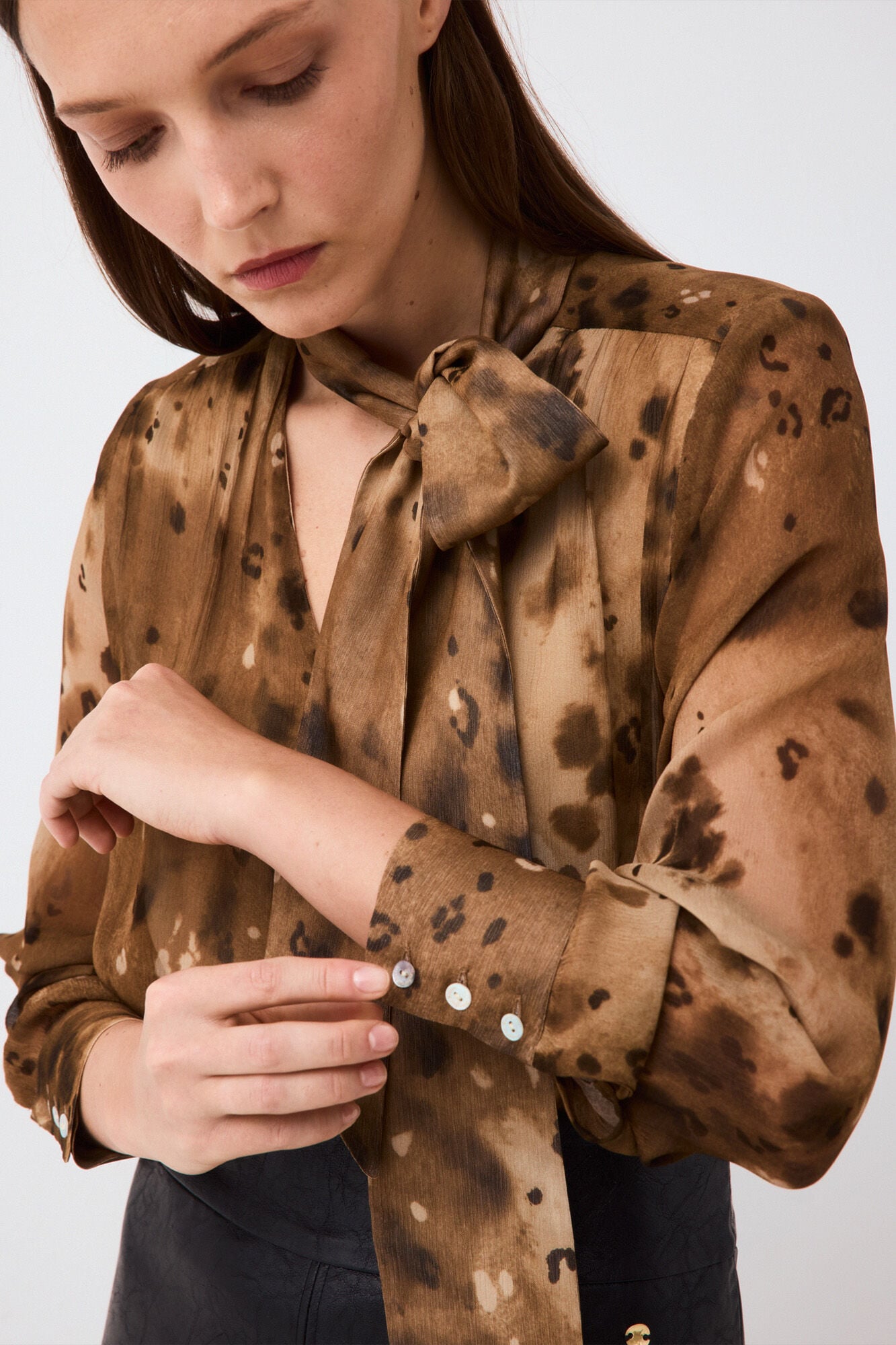 Pedro del Hierro Blusa estampada com la&ccedil;ada