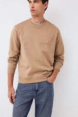 Pedro del Hierro Crew neck logo sweatshirt Beige