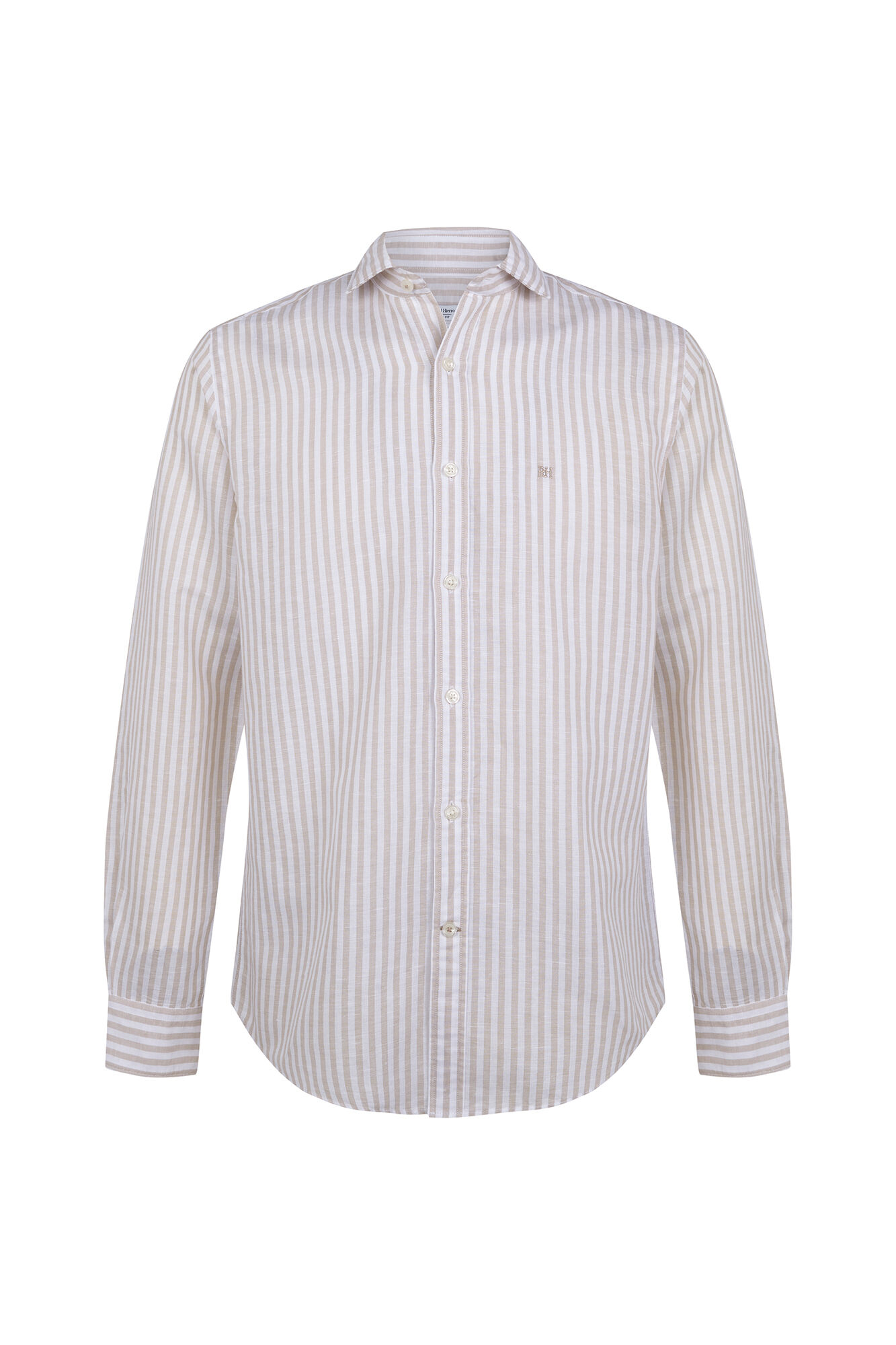Pedro del Hierro Linen striped easy-iron dress shirt Beige