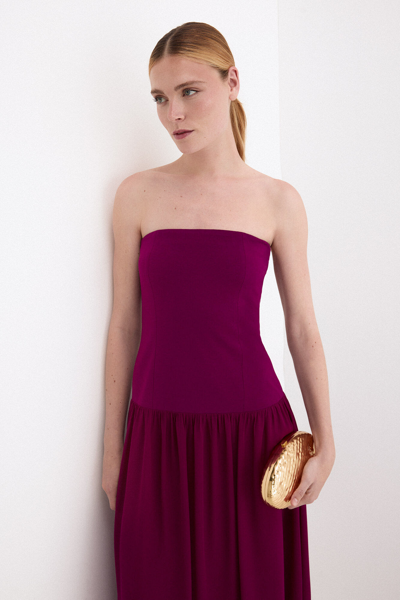 Pedro del Hierro Strapless dress with cape detail