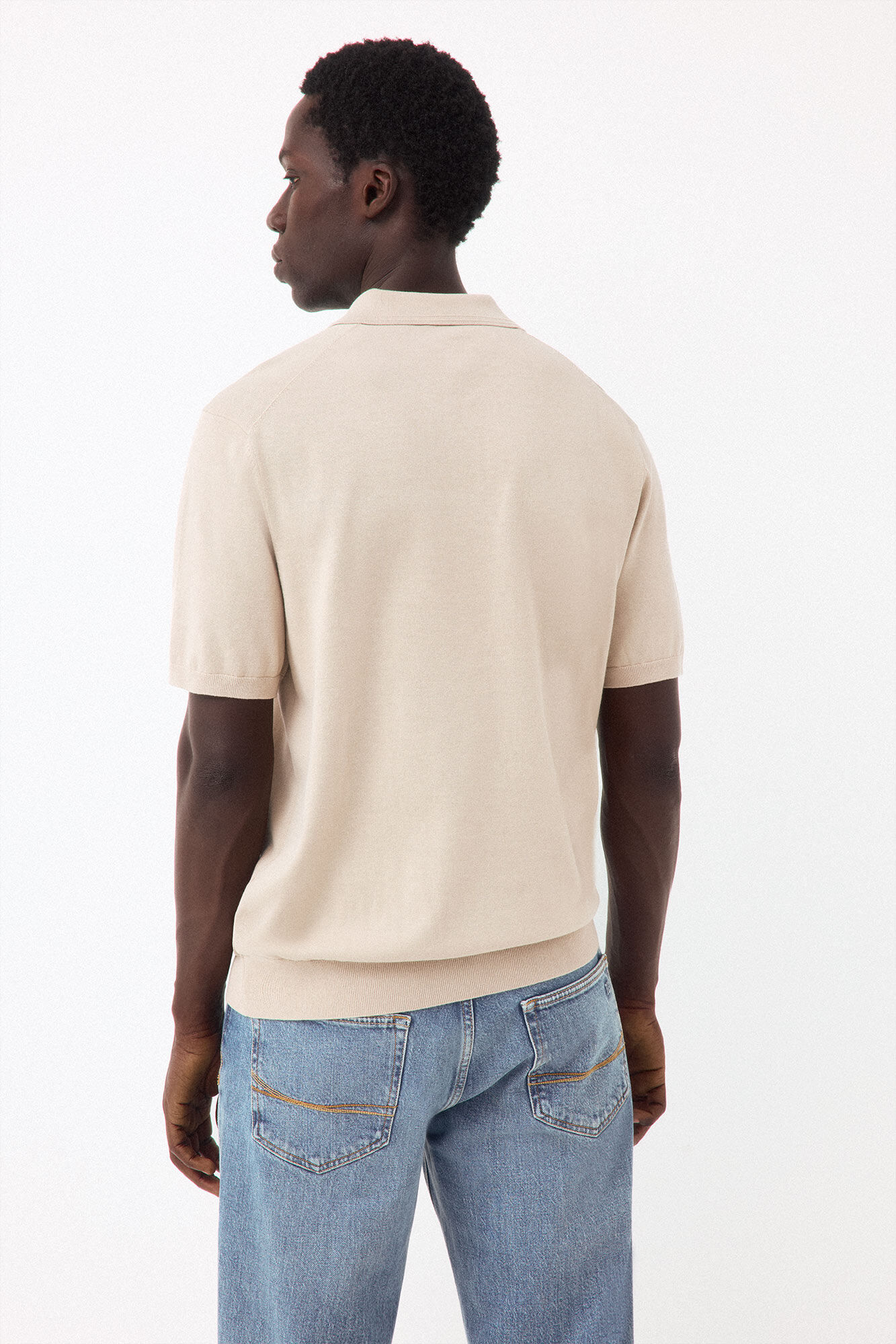 Pedro del Hierro Cotton premium knit polo shirt Beige
