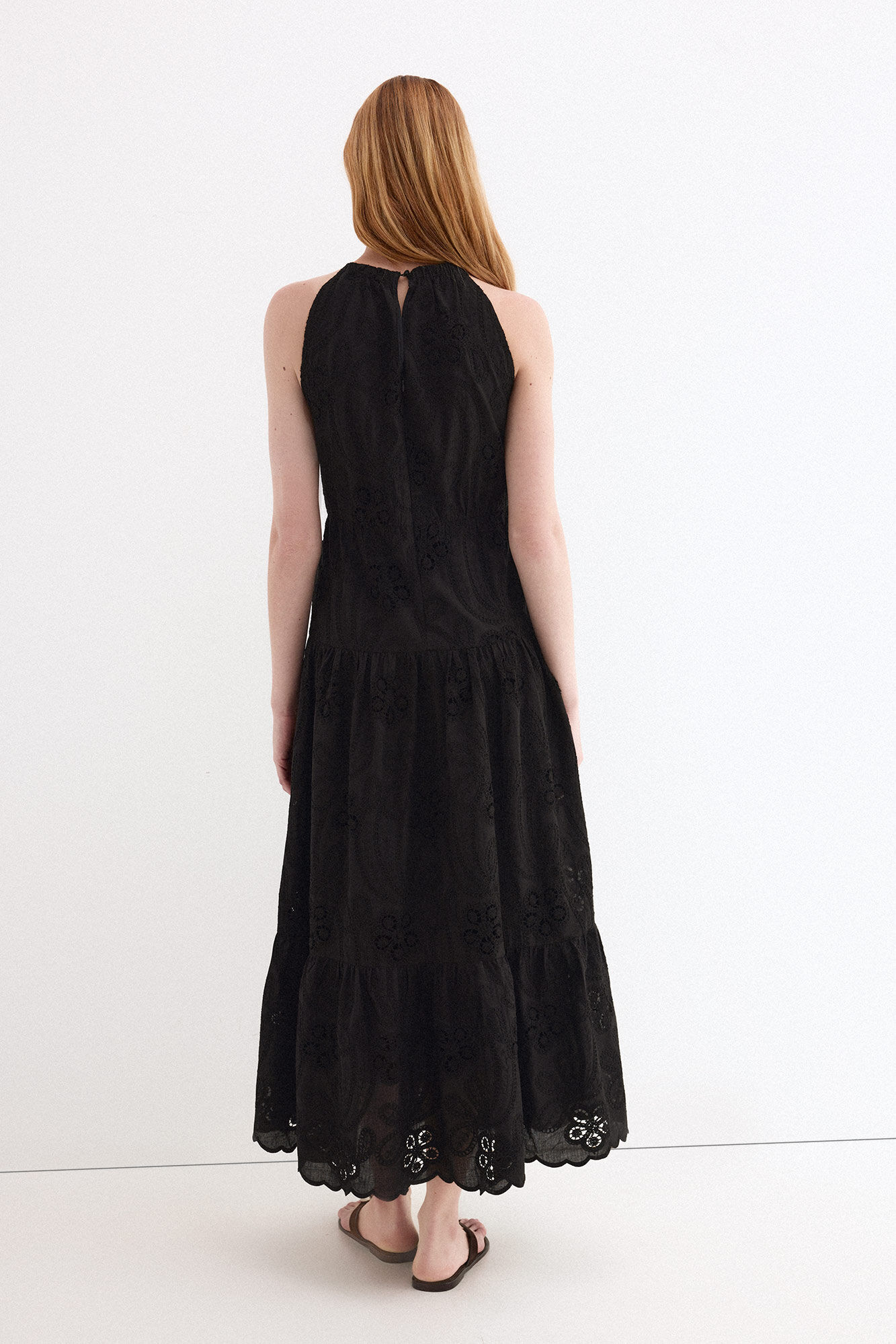 Pedro del Hierro Floral cotton halterneck dress Black