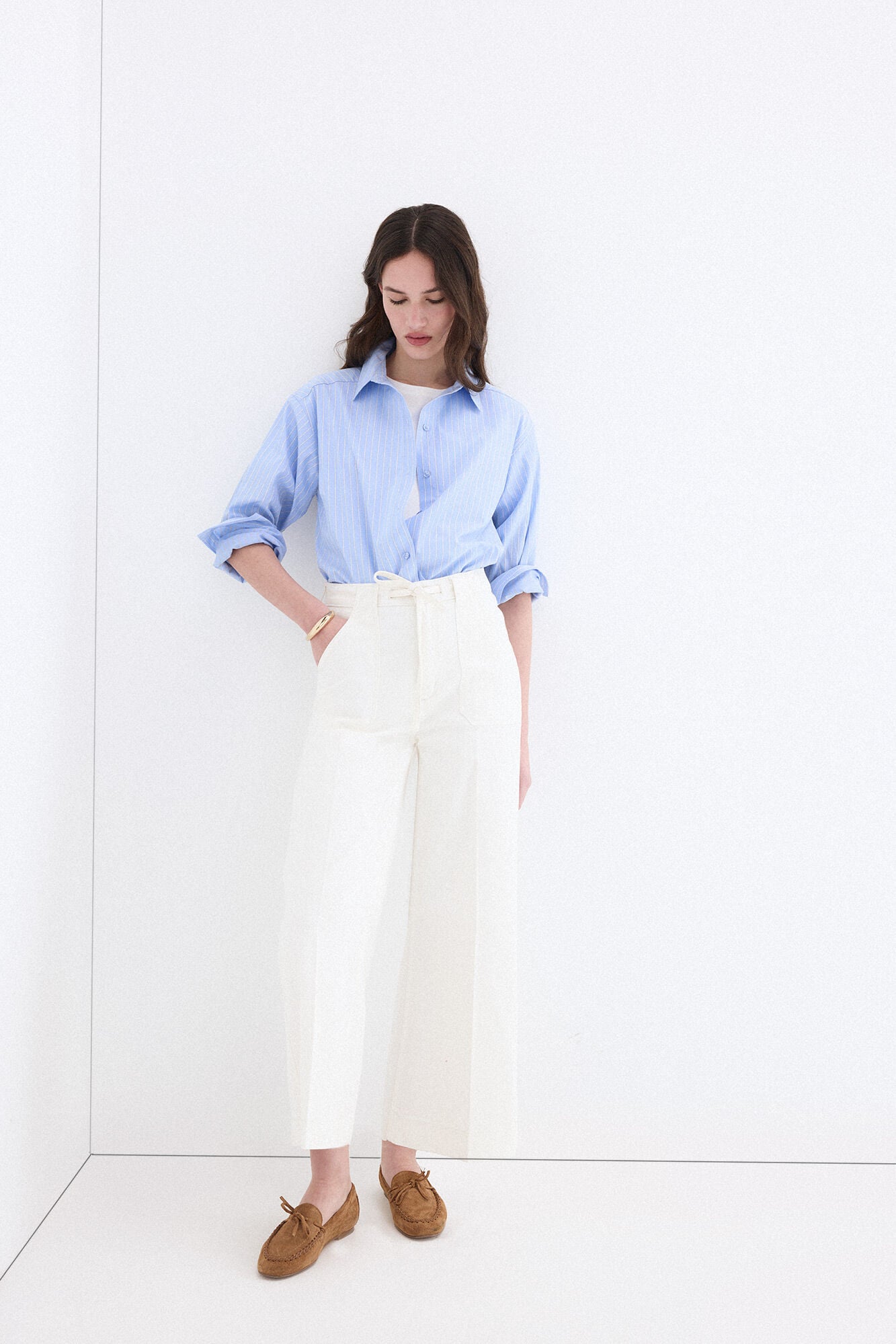 Pedro del Hierro Wide flare jeans Ecru