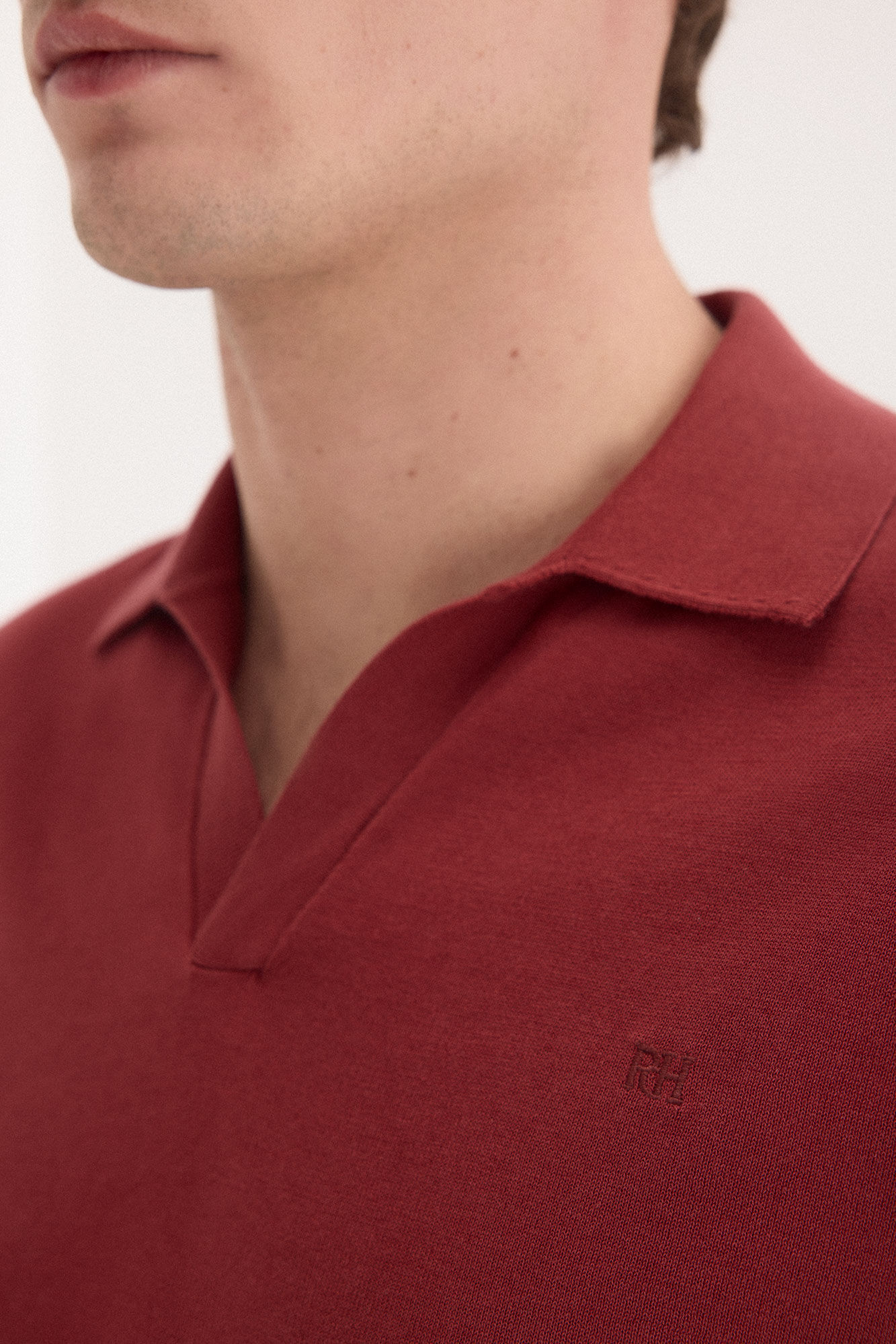 Pedro del Hierro Cotton premium short sleeve polo shirt Burgundy
