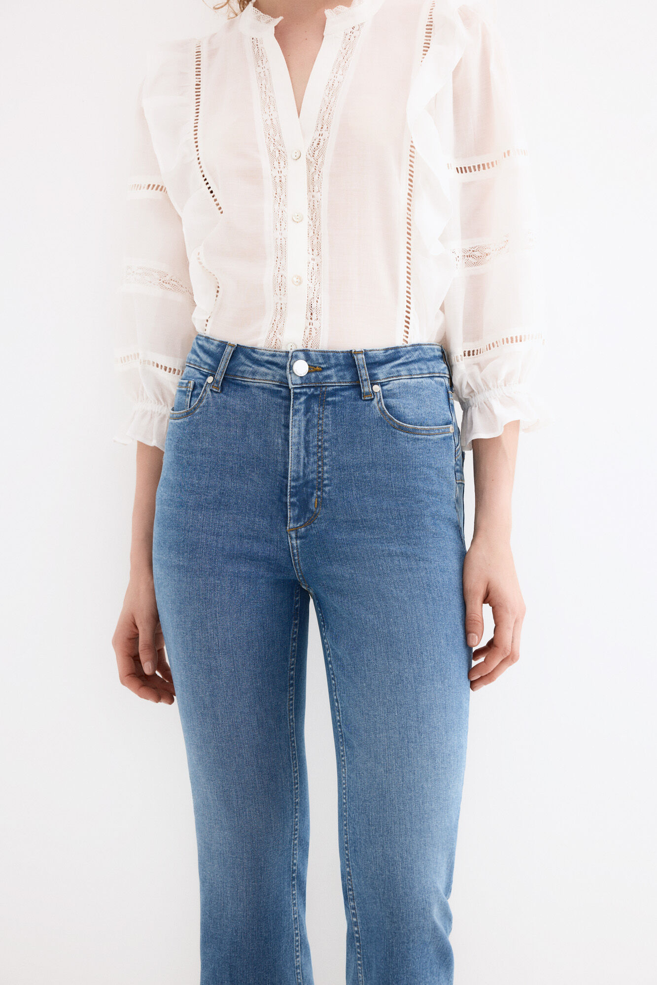 Pedro del Hierro Push-up flare cropped jeans Blue