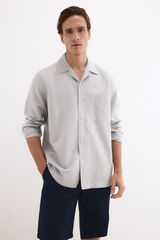 Pedro del Hierro Linen cotton long sleeve shirt Grey