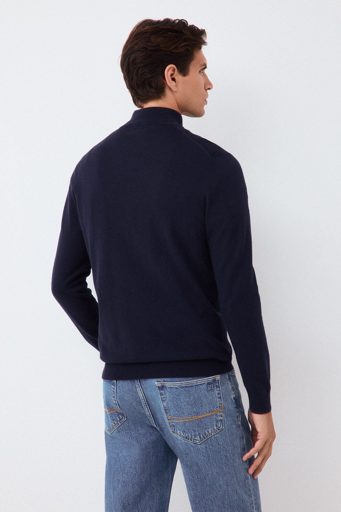 Pedro del Hierro Camisola de malha premium em algod&atilde;o, seda e caxemira Azul