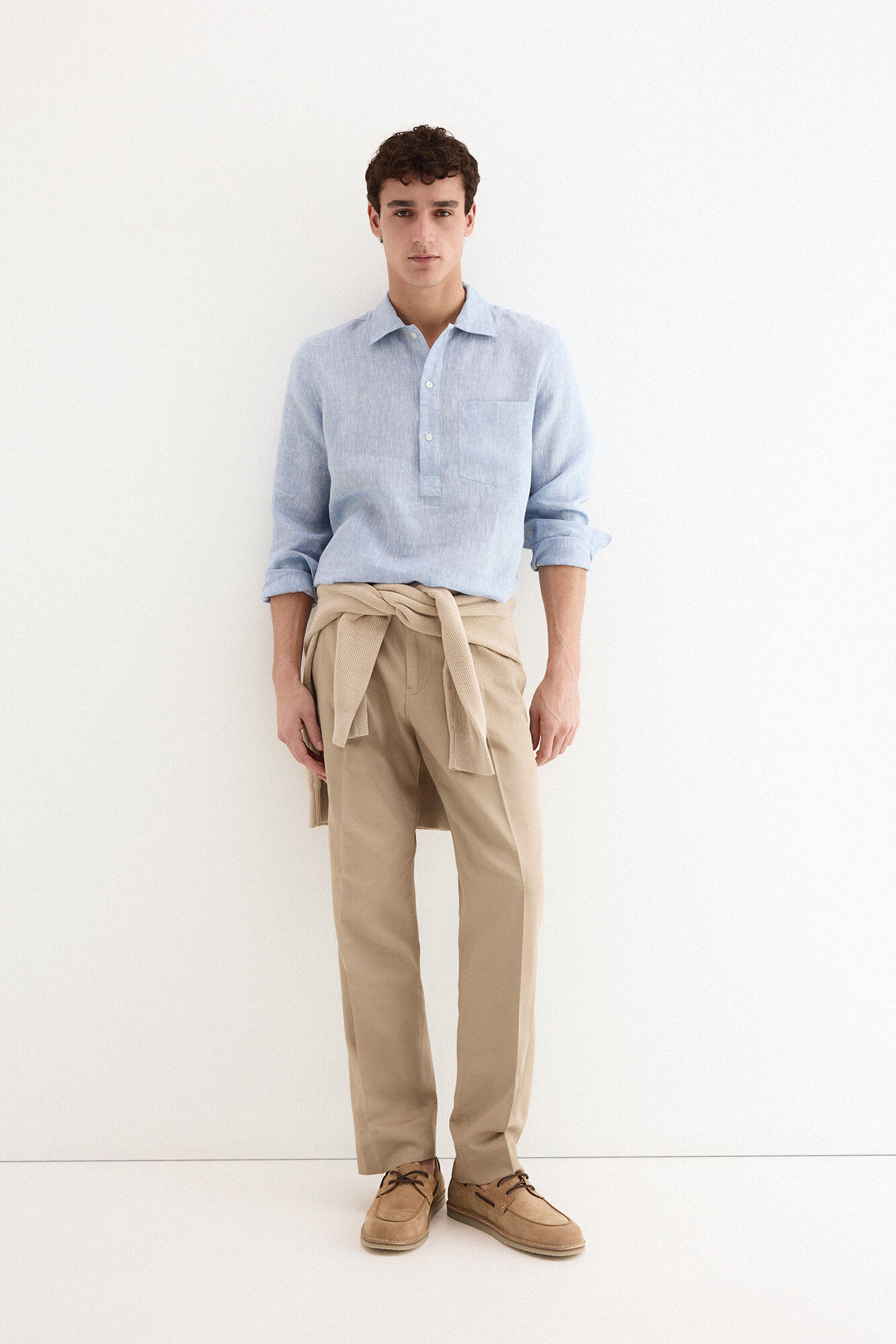 Pedro del Hierro Polera lino lisa Azul