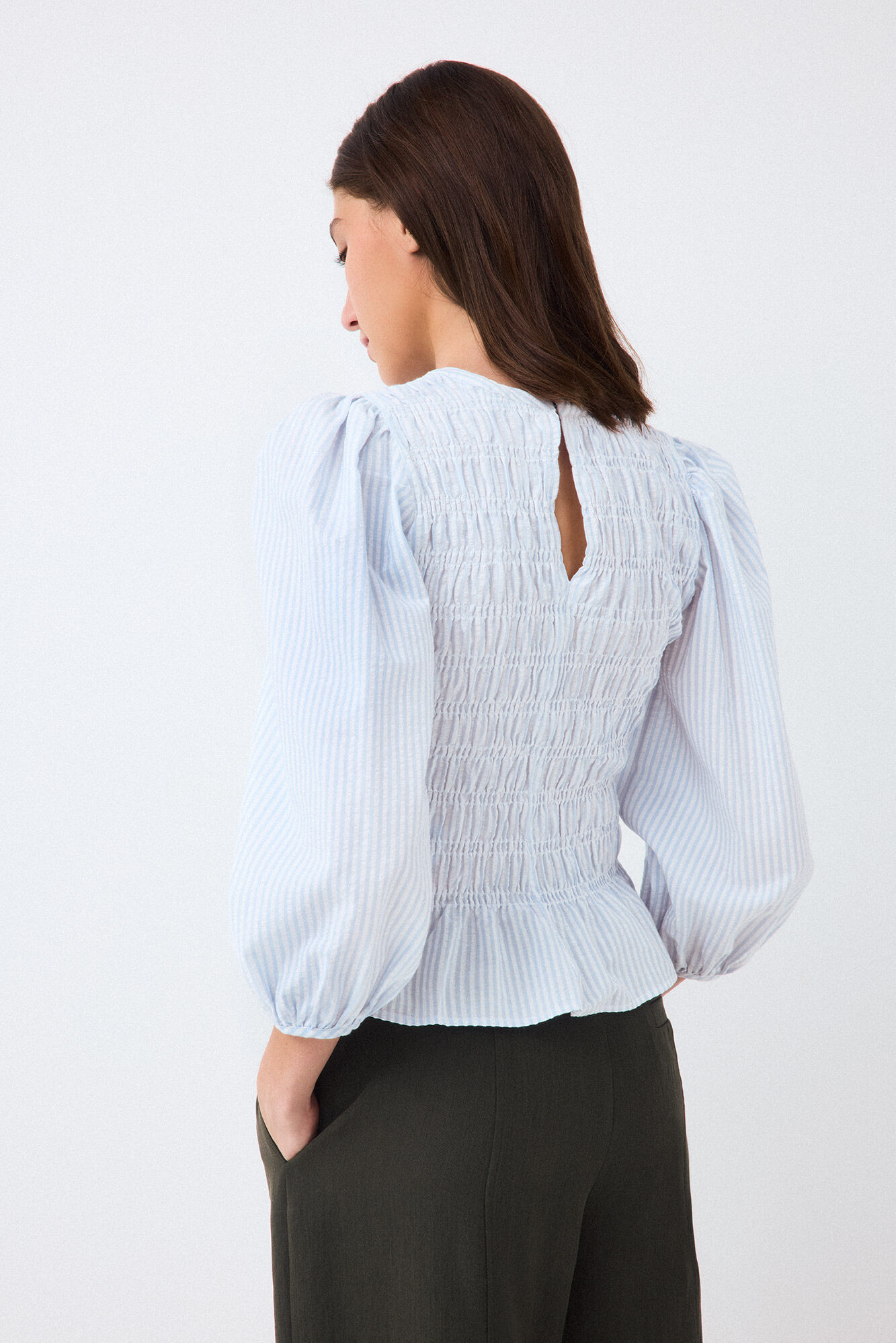 Pedro del Hierro Striped elasticated blouse Blue