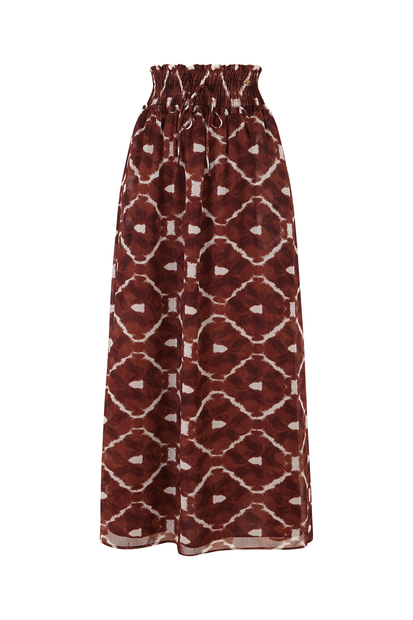 Pedro del Hierro Printed long pleated skirt Brown
