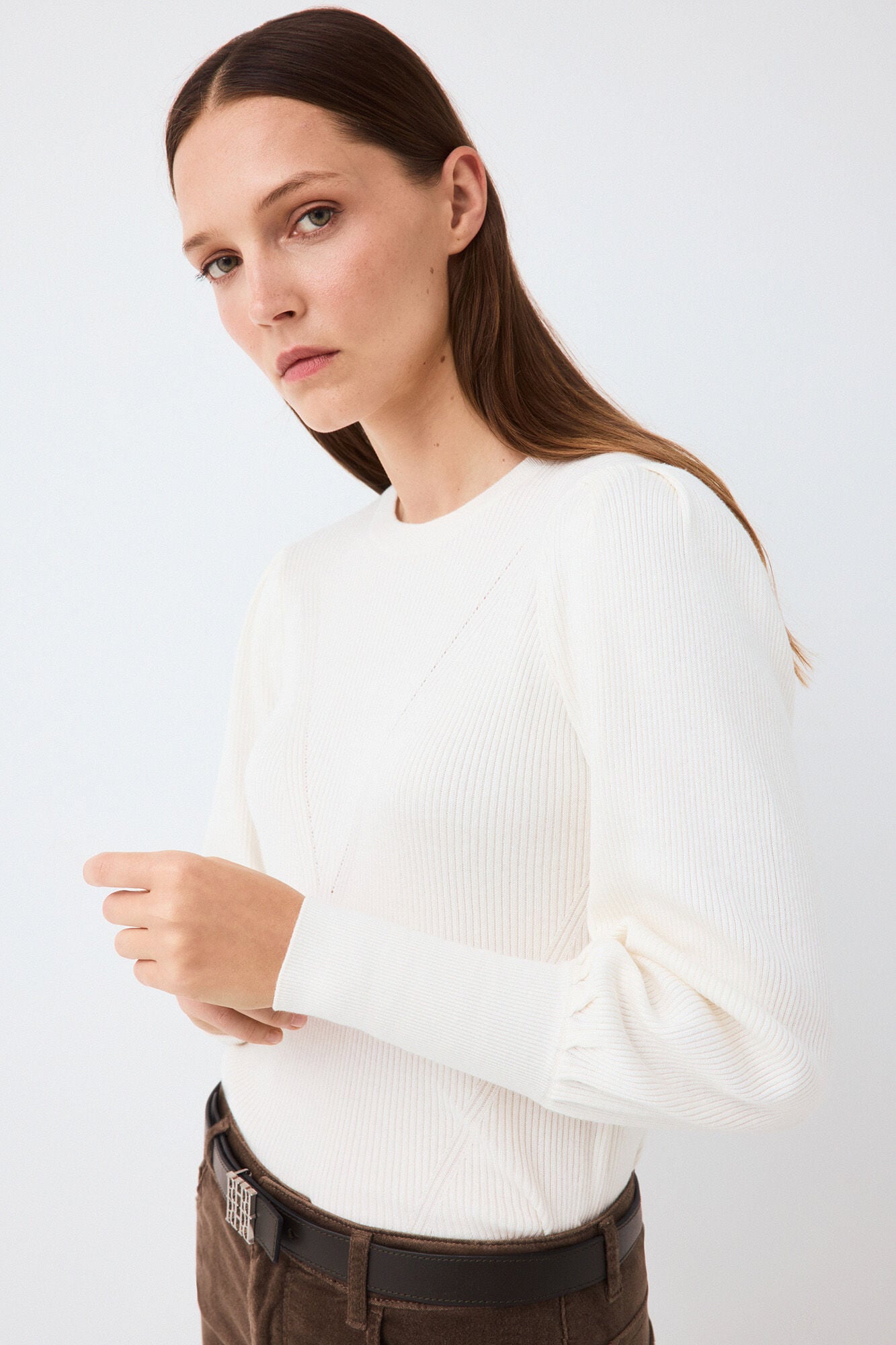 Pedro del Hierro Puffed sleeve ribbed jumper