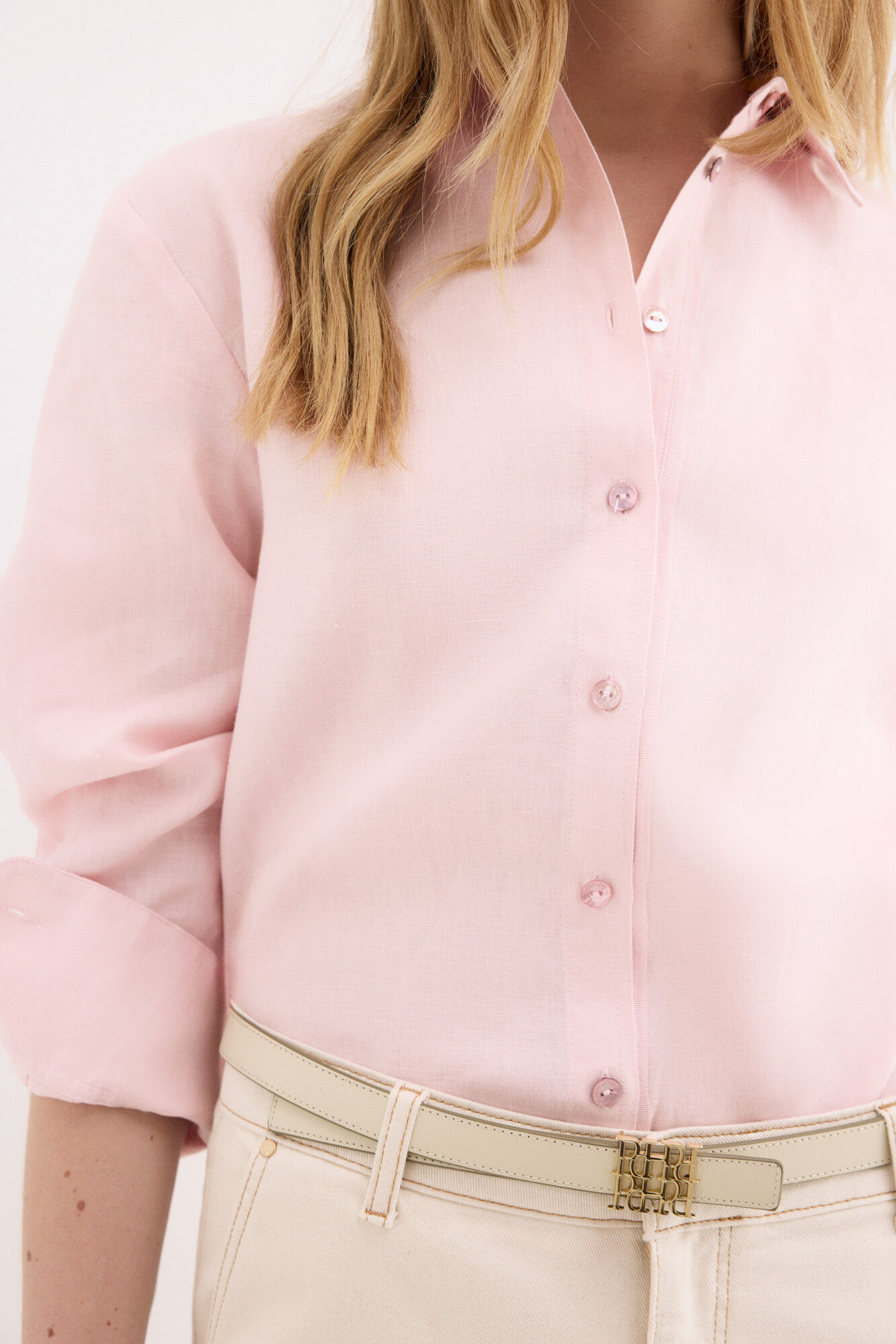 Pedro del Hierro Linen long sleeve shirt Pink