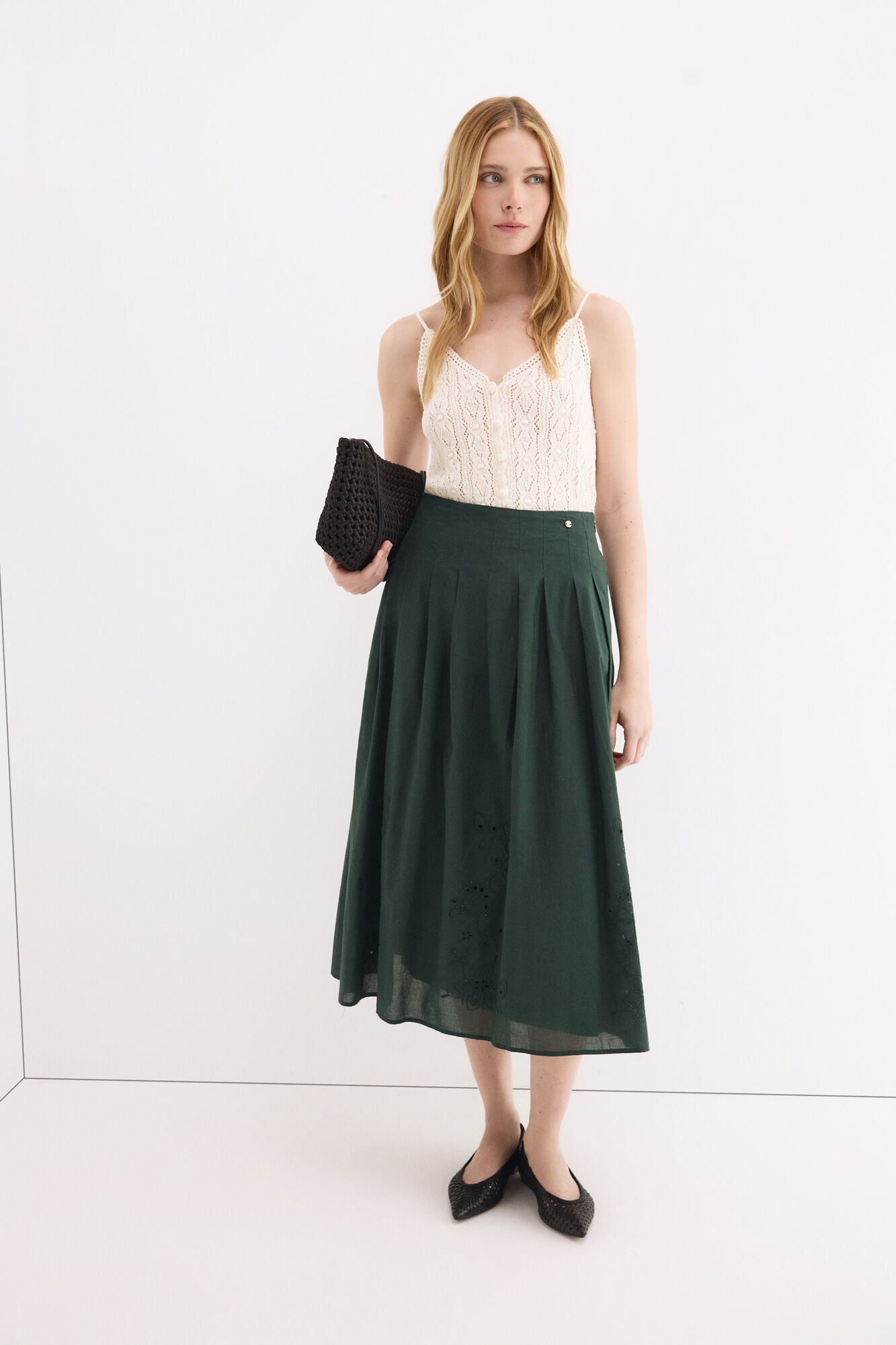 Pedro del Hierro Embroidered cotton skirt