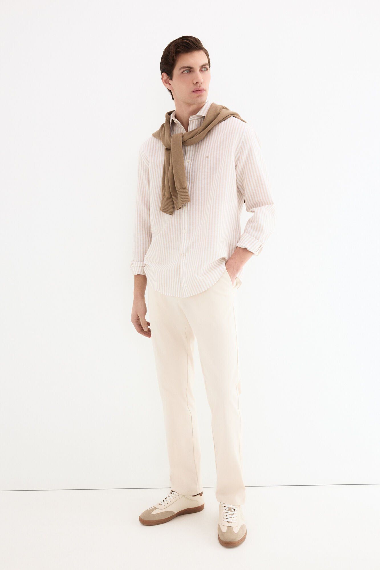 Pedro del Hierro Linen striped easy-iron dress shirt
