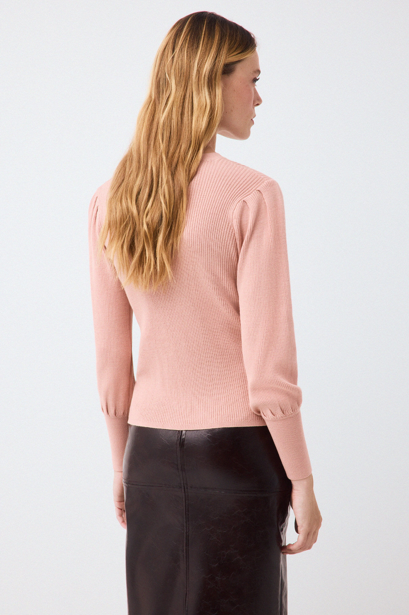 Pedro del Hierro Puffed sleeve ribbed jumper Pink
