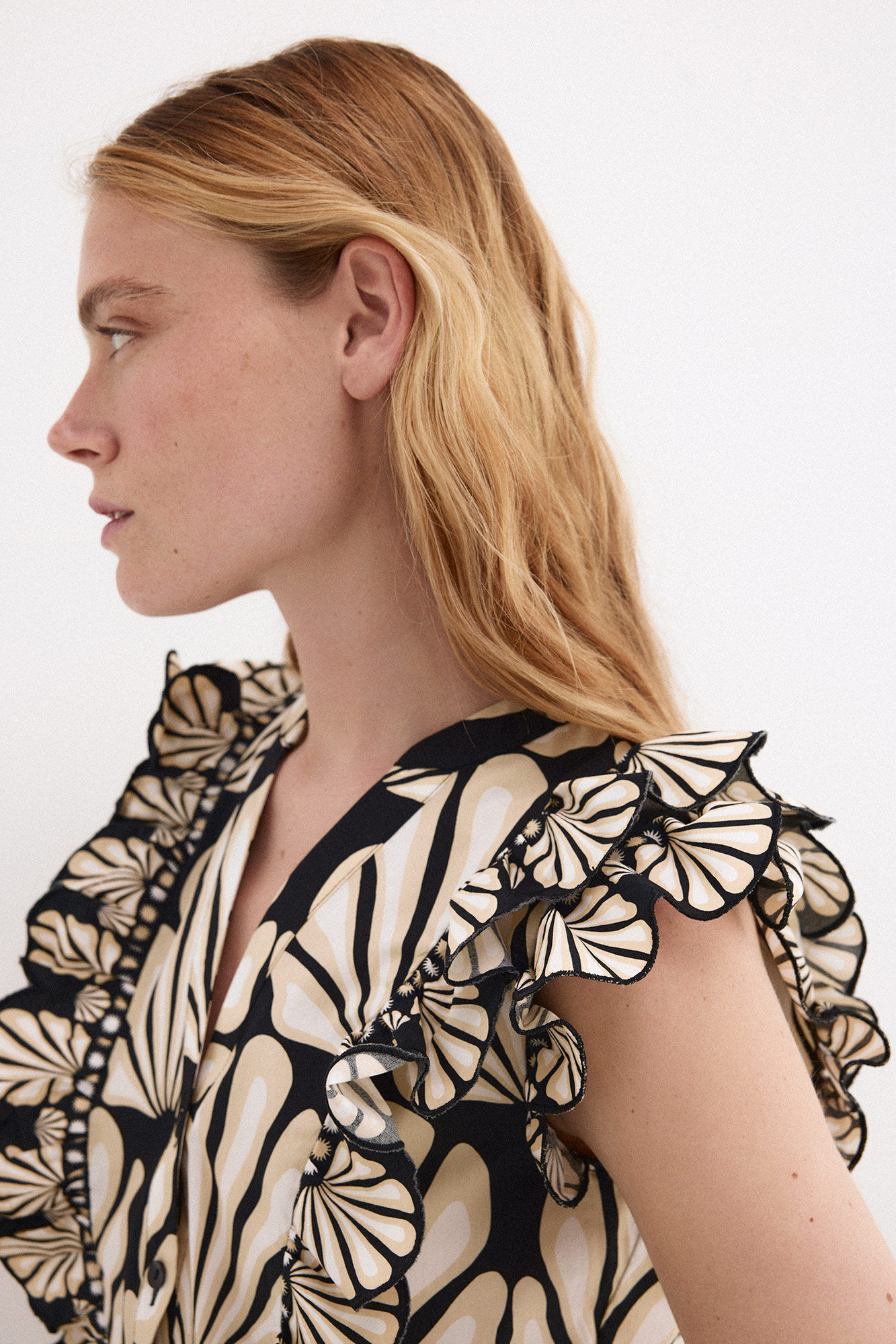 Pedro del Hierro Two-tone print blouse Beige