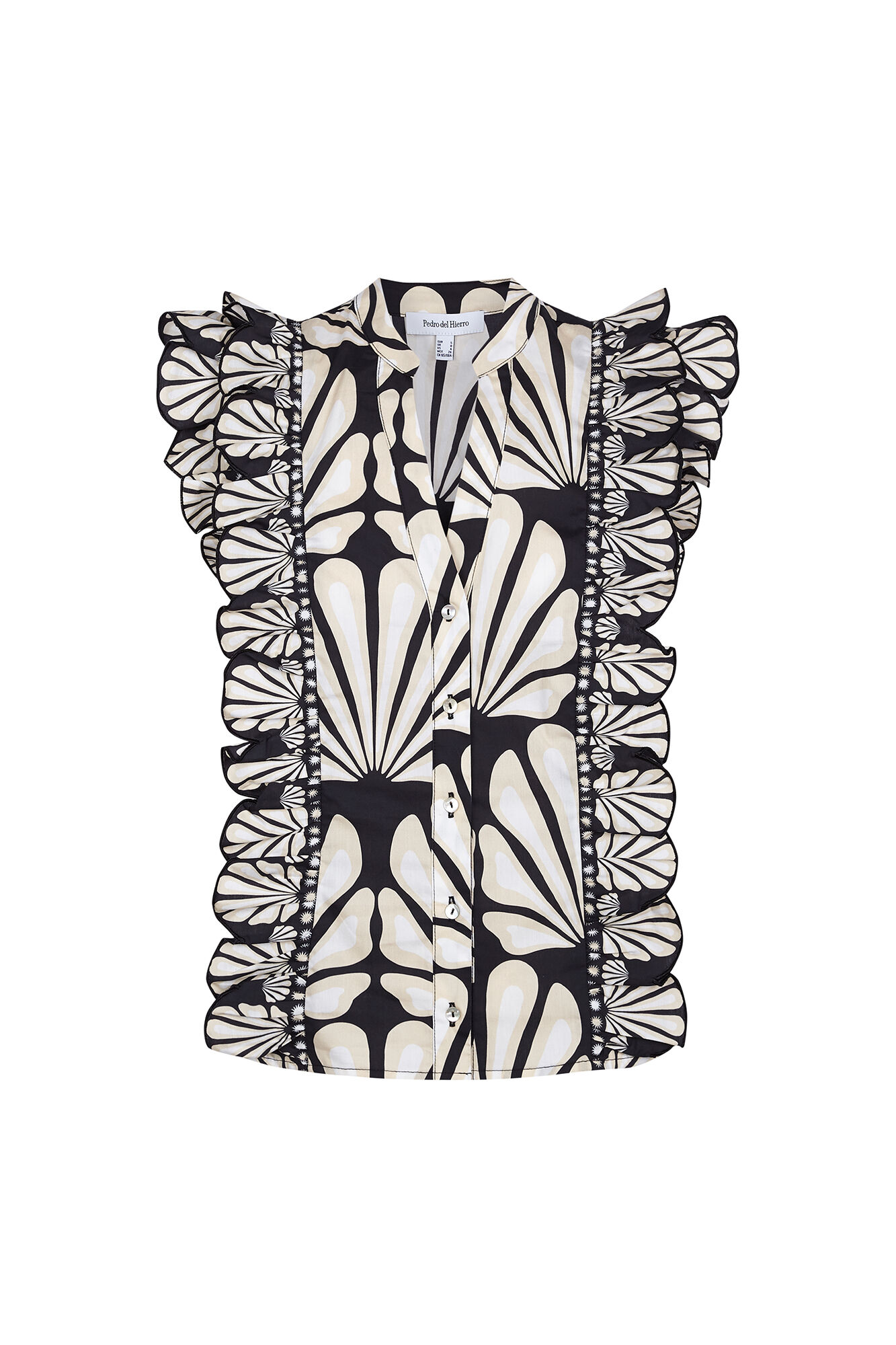 Pedro del Hierro Two-tone print blouse Beige