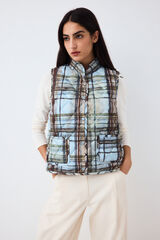 Pedro del Hierro Plaid puffer gilet Blue