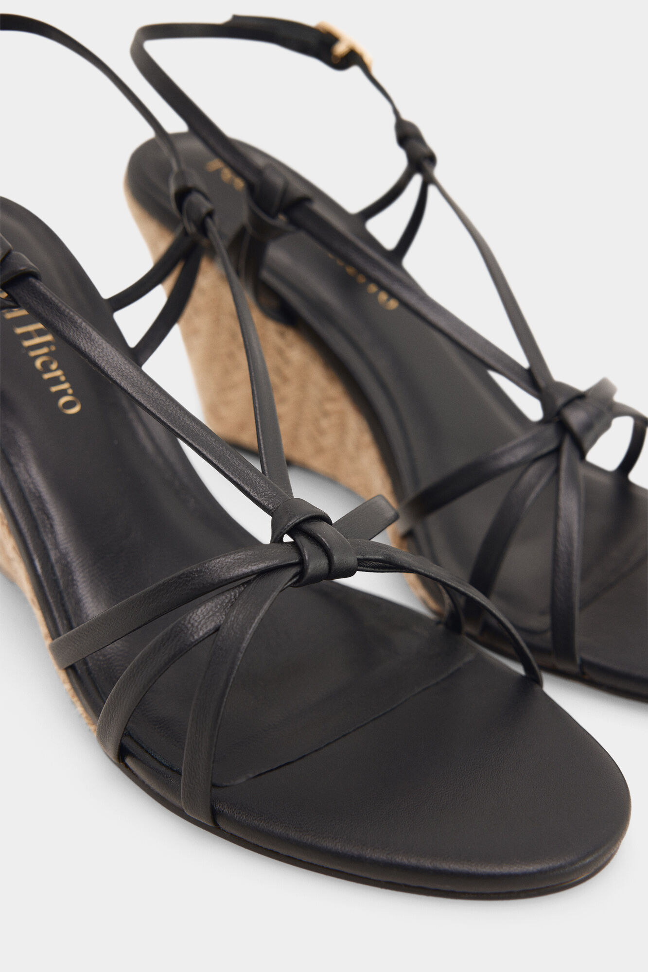Pedro del Hierro Braided leather wedge Black